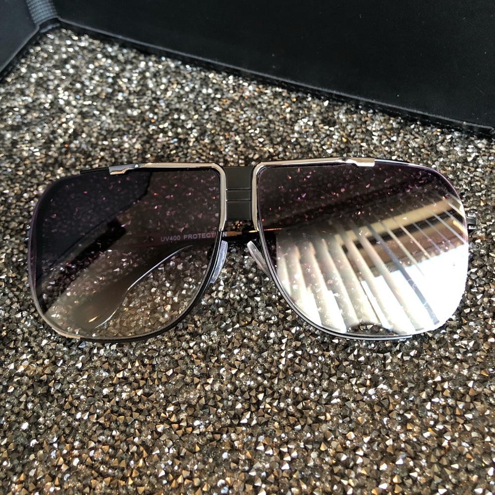 Black Square Aviator Sunglasses